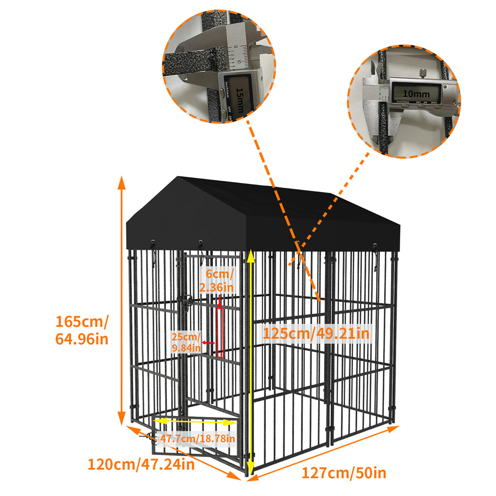 120x127x165cm Thicker Metal Outdoor Dog Kennel Pet Cage Crate Pens