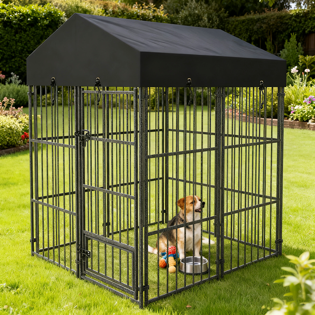 120x127x165cm Thicker Metal Outdoor Dog Kennel Pet Cage Crate Pens