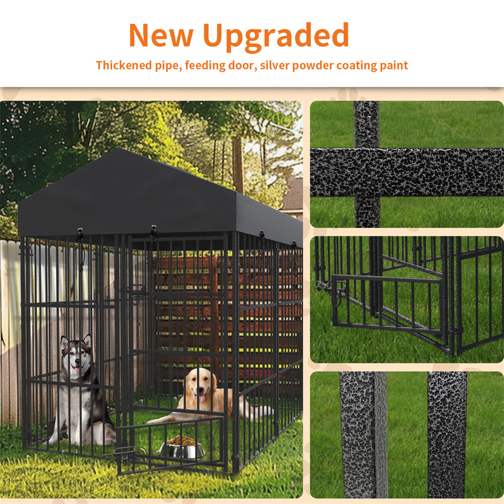 120x127x165cm Thicker Metal Outdoor Dog Kennel Pet Cage Crate Pens