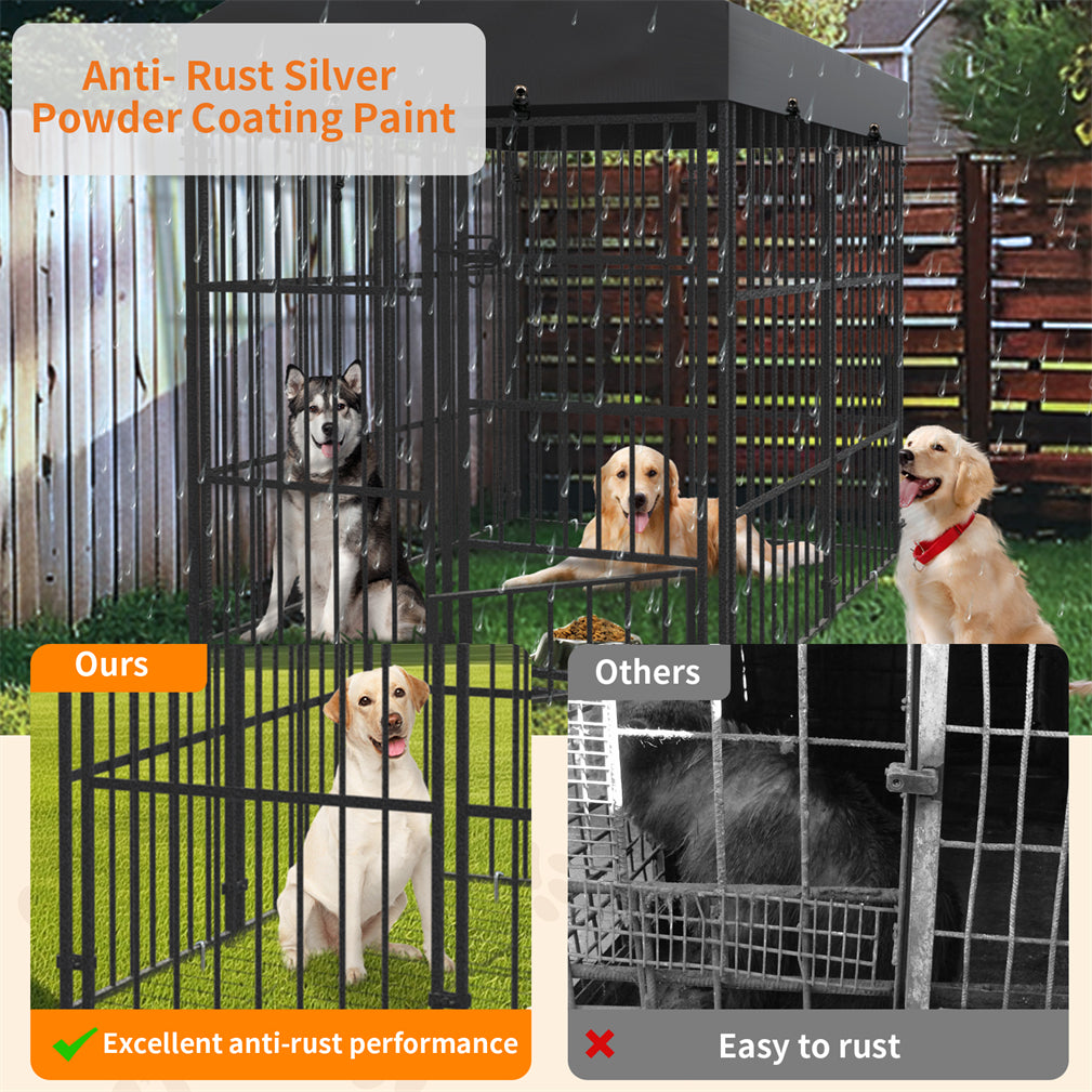 120x127x165cm Thicker Metal Outdoor Dog Kennel Pet Cage Crate Pens
