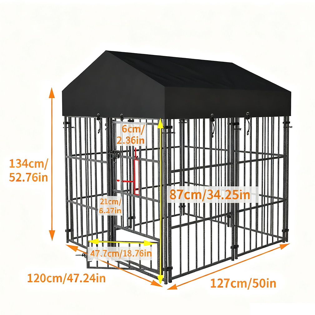 120x127x126cm Thicker Metal Outdoor Dog Kennel Pet Cage Crate Pens