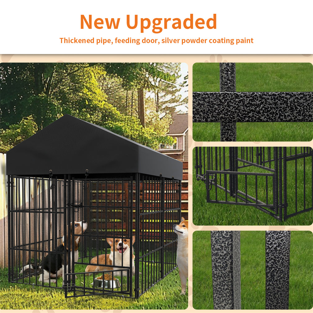 120x127x126cm Thicker Metal Outdoor Dog Kennel Pet Cage Crate Pens