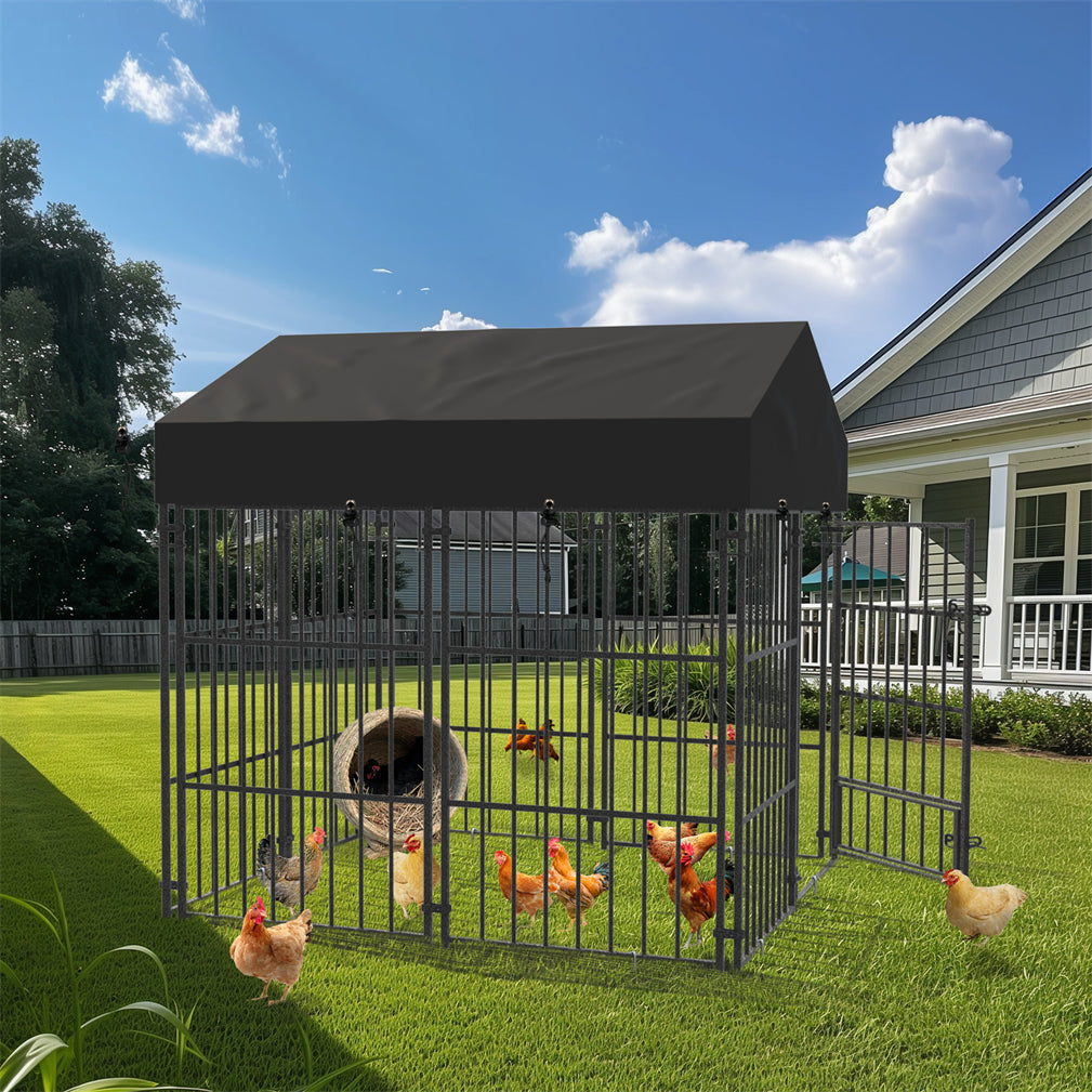 120x127x126cm Thicker Metal Outdoor Dog Kennel Pet Cage Crate Pens