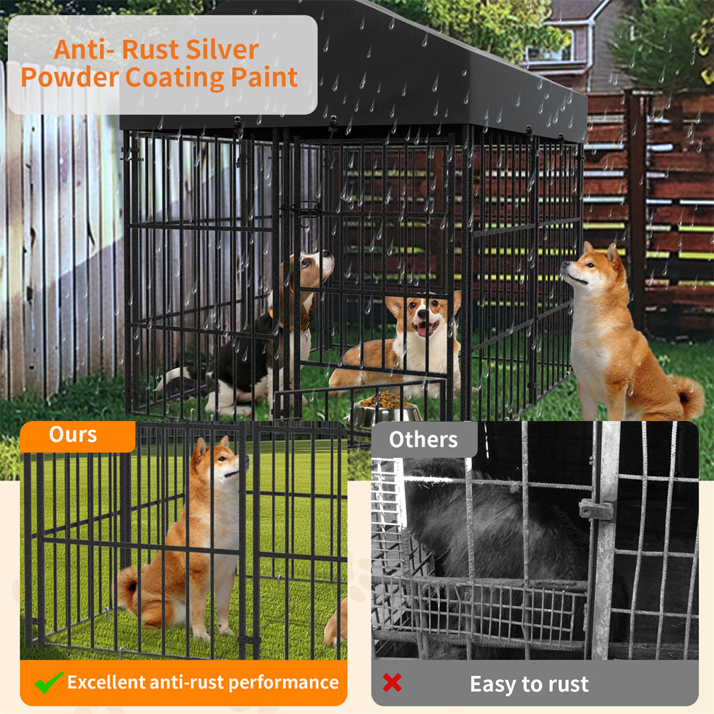 120x127x126cm Thicker Metal Outdoor Dog Kennel Pet Cage Crate Pens