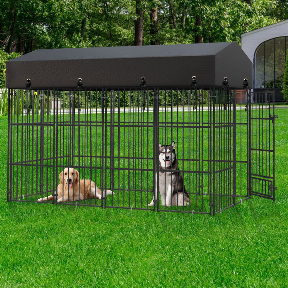 249x120x165cm Thicker Metal Outdoor Dog Kennel Pet Cage Crate Pens