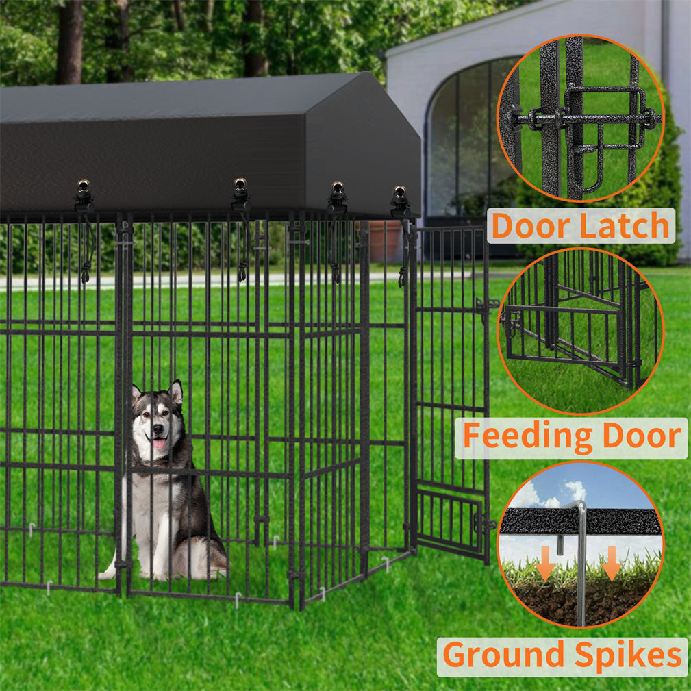 249x120x165cm Thicker Metal Outdoor Dog Kennel Pet Cage Crate Pens