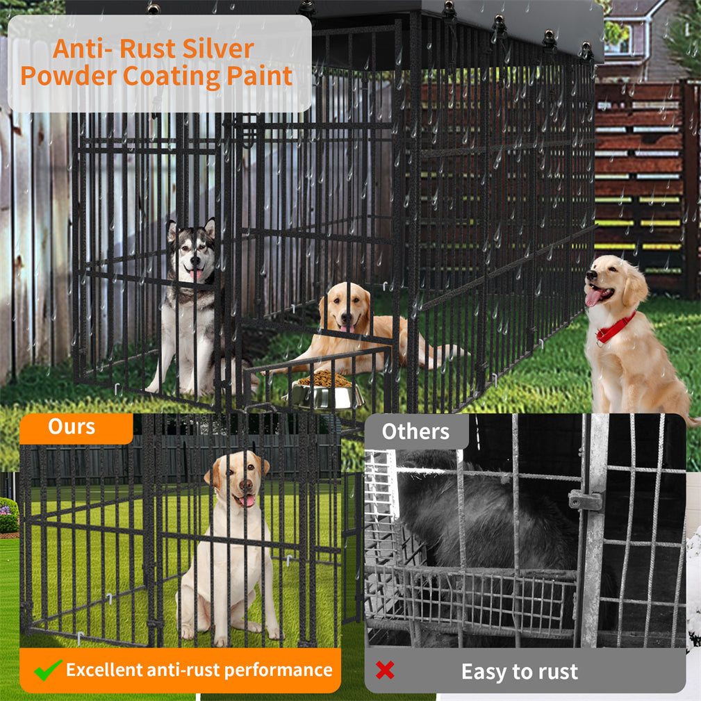 249x120x165cm Thicker Metal Outdoor Dog Kennel Pet Cage Crate Pens