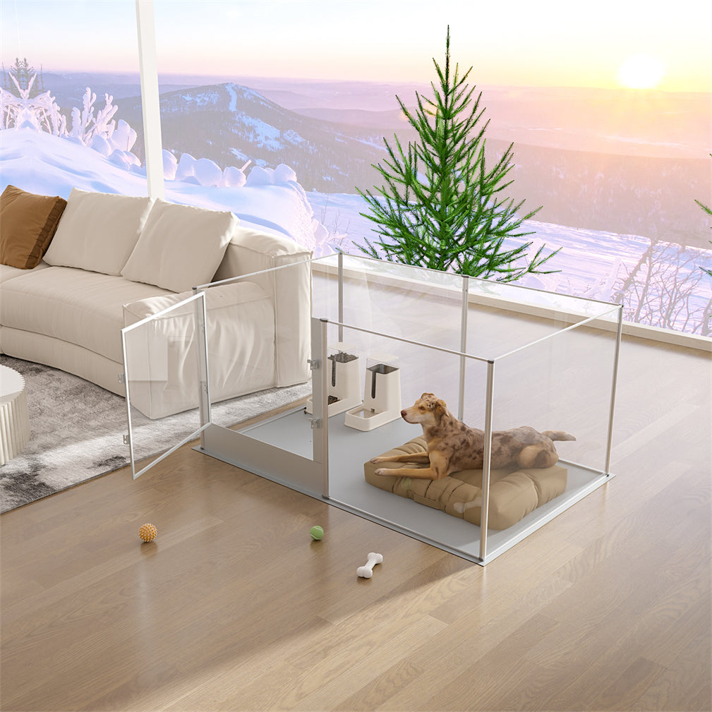 Large Tall Acrylic Pet Playpen Dog Whelping Box Fence w/ Door