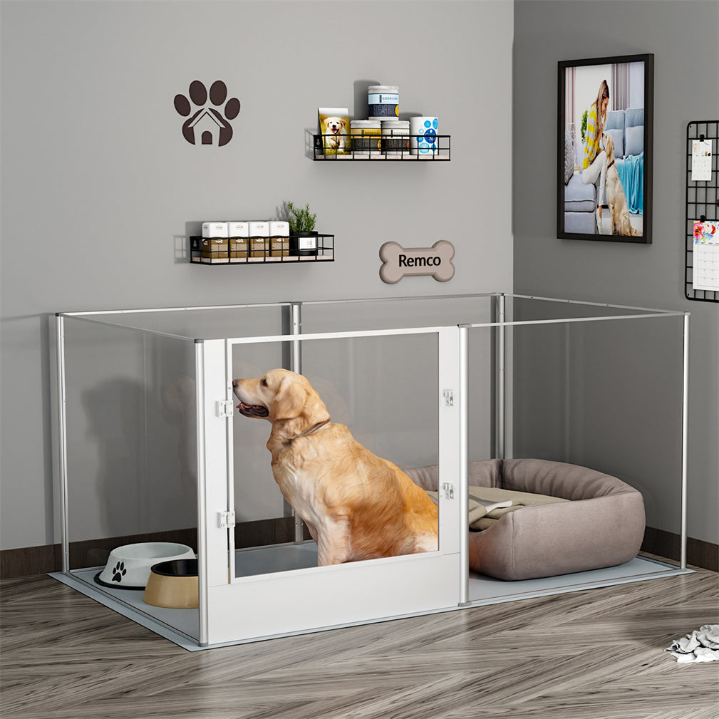 Large Tall Acrylic Pet Playpen Dog Whelping Box Fence w/ Door