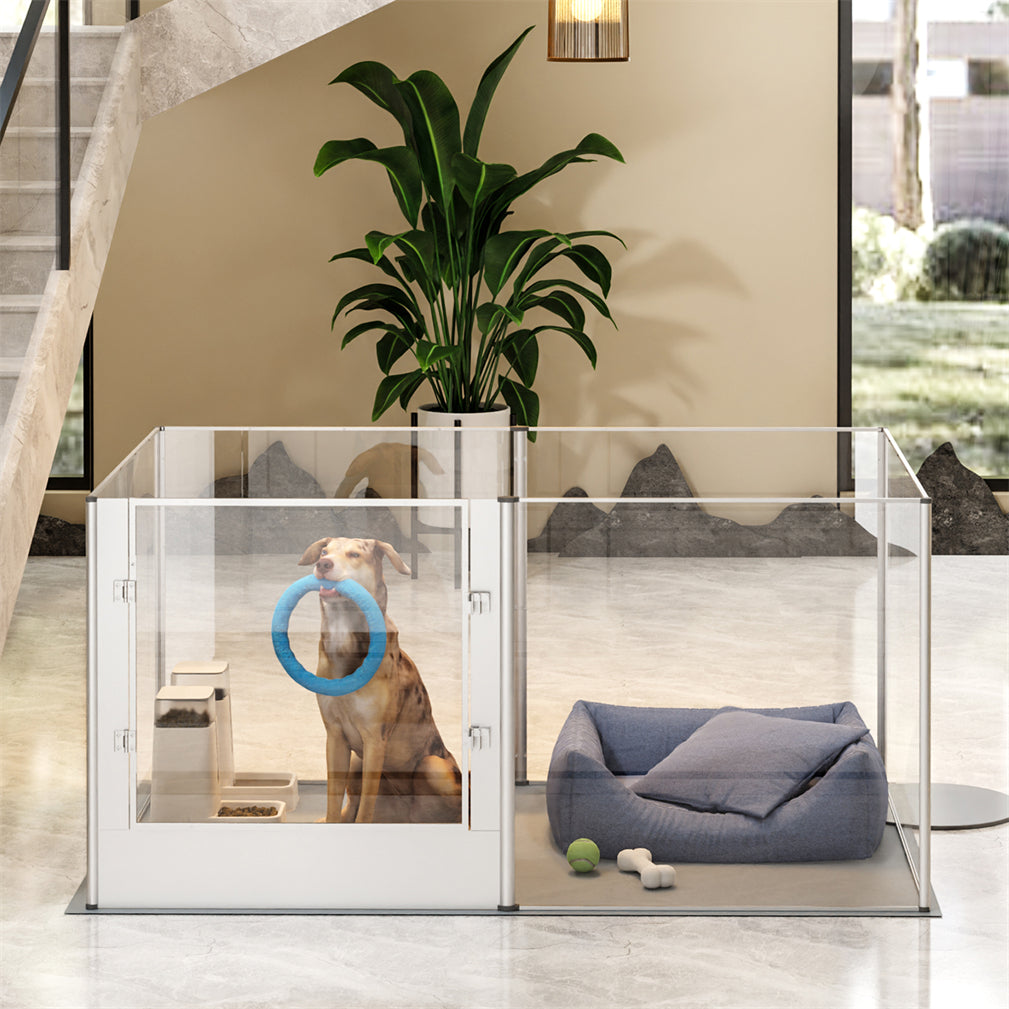 Large Tall Acrylic Pet Playpen Dog Whelping Box Fence w/ Door