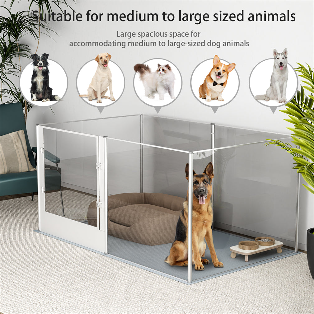 Large Tall Acrylic Pet Playpen Dog Whelping Box Fence w/ Door