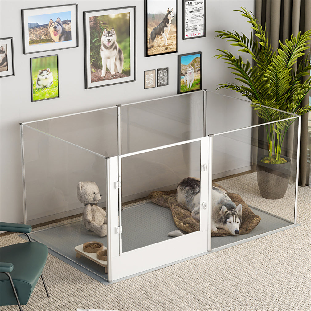 Large Tall Acrylic Pet Playpen Dog Whelping Box Fence w/ Door