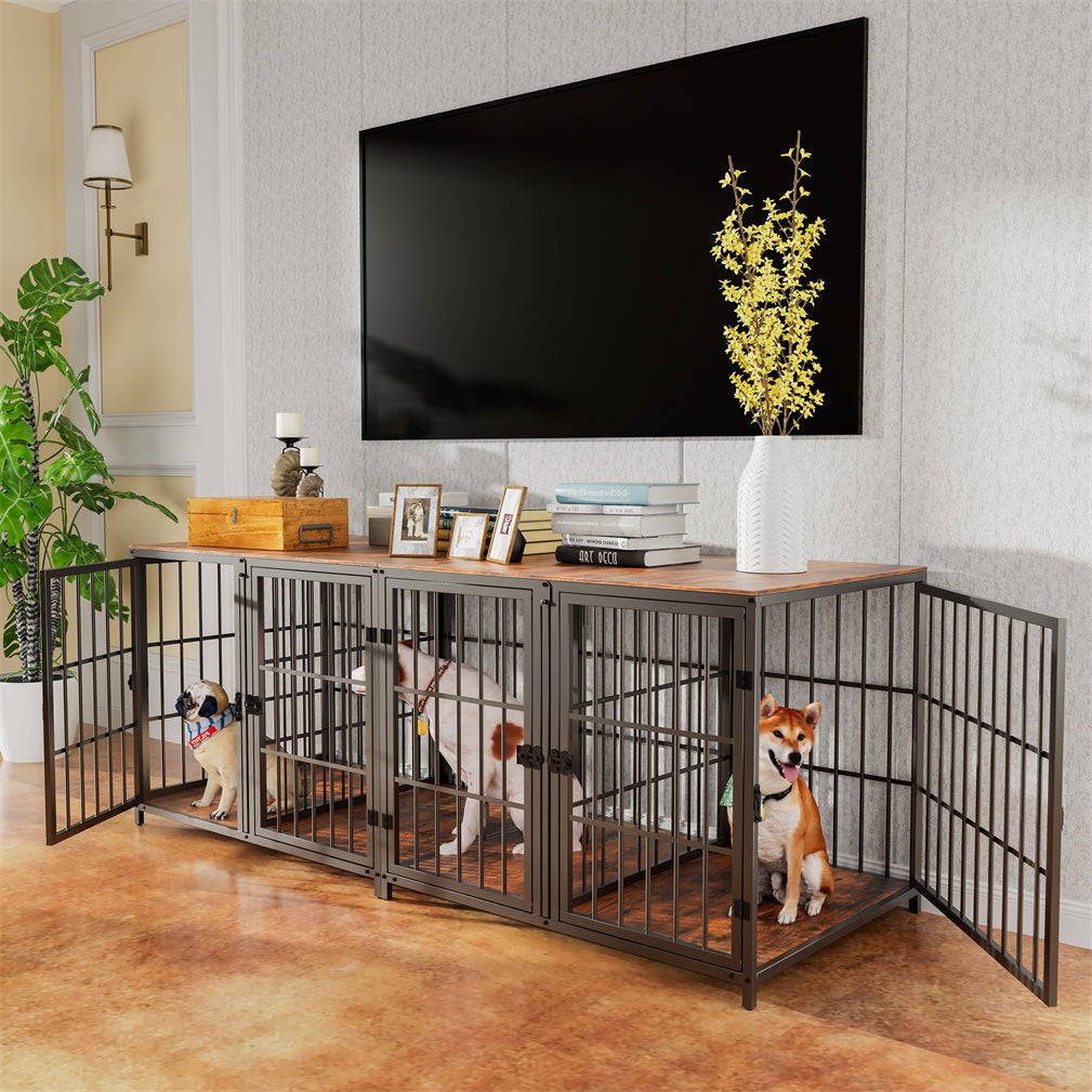 Thicken Metal Dog Crate Cage w/ Divided Panel Furniture End Side Table
