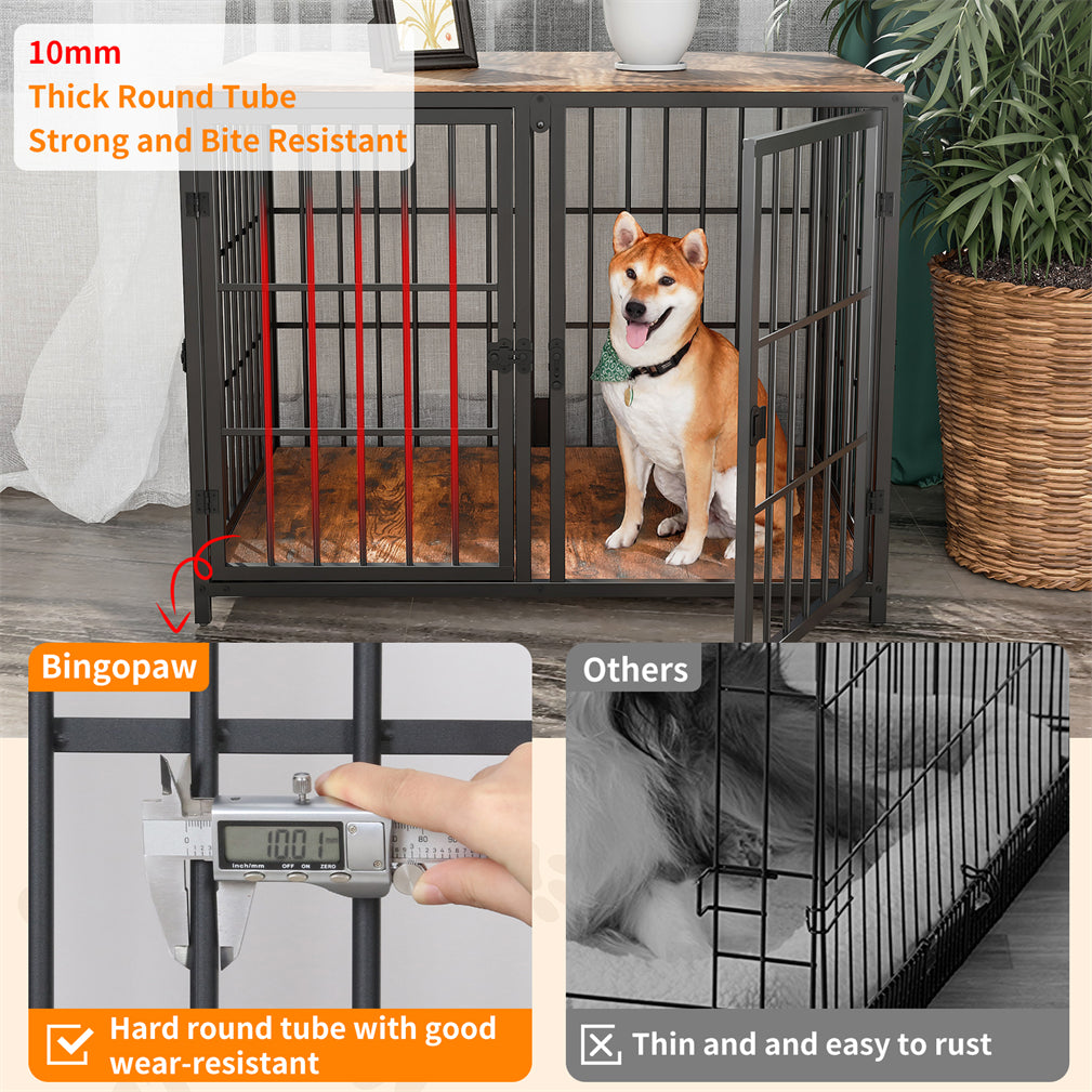 Thicken Metal Dog Crate Cage w/ Divided Panel Furniture End Side Table