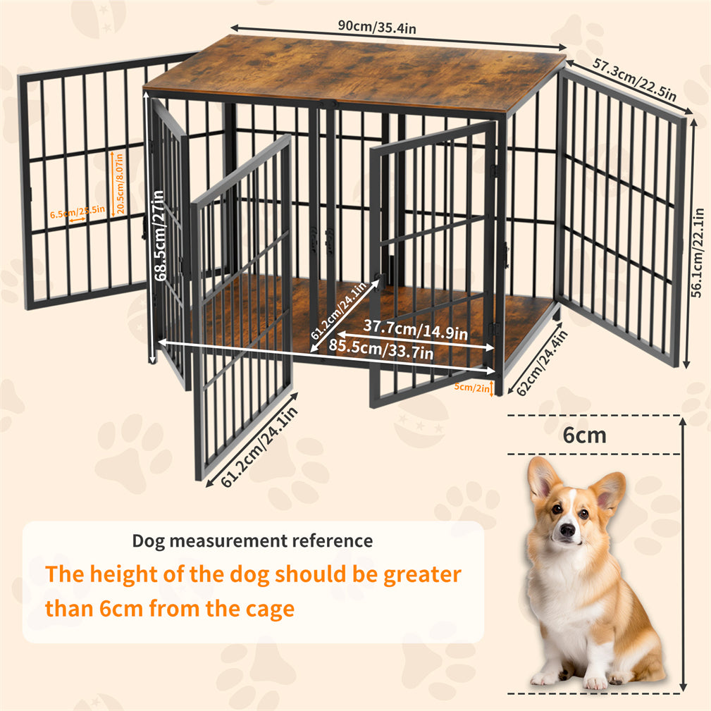 Thicken Metal Dog Crate Cage w/ Divided Panel Furniture End Side Table