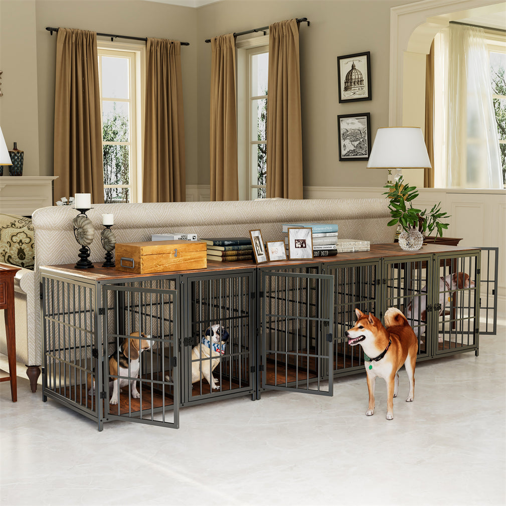Thicken Metal Dog Crate Cage w/ Divided Panel Furniture End Side Table