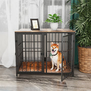 Thicken Metal Dog Crate Cage w/ Divided Panel Furniture End Side Table