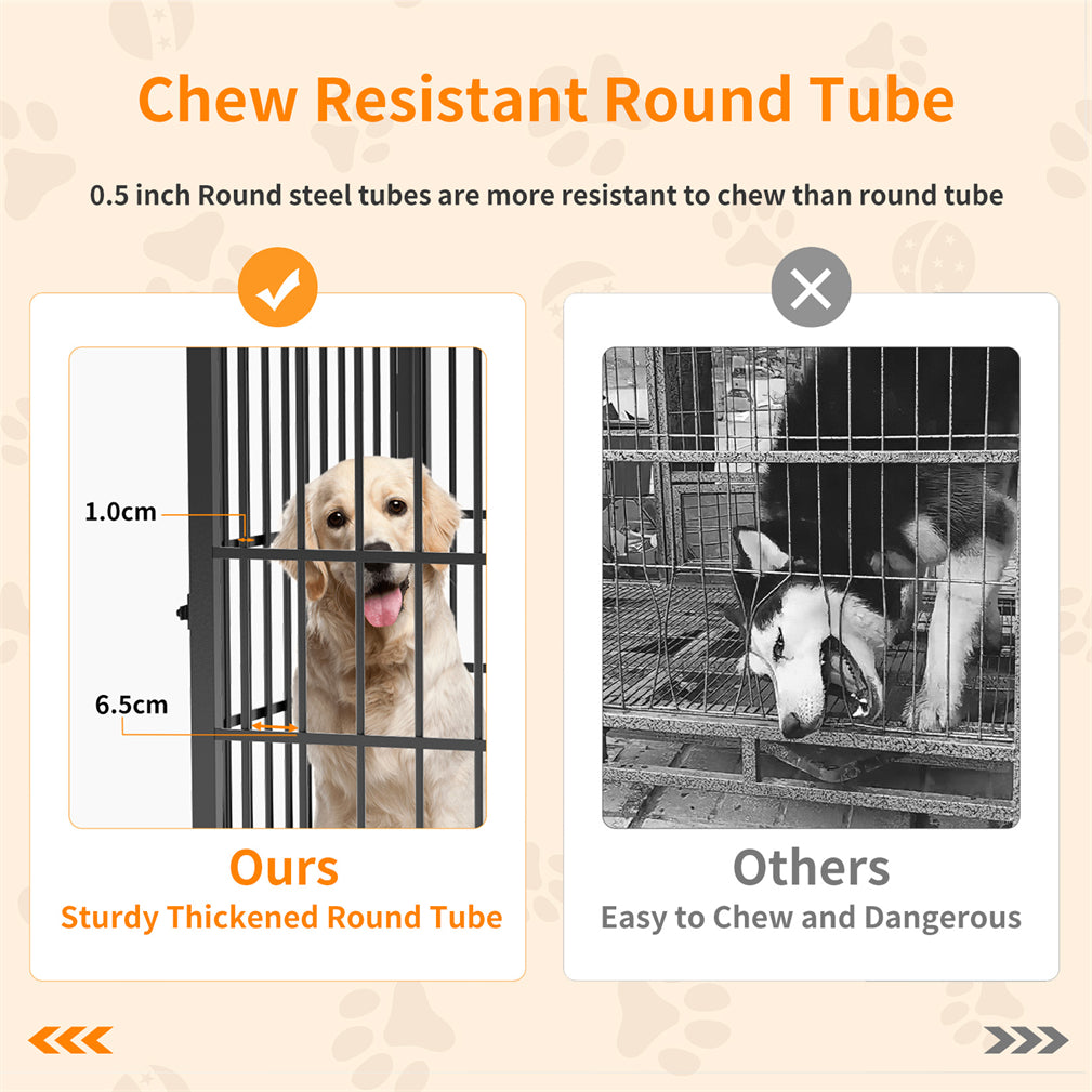 Thicken Metal Dog Crate Cage w/ Divided Panel Furniture End Side Table