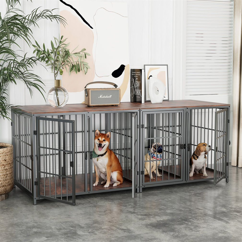Thicken Metal Dog Crate Cage w/ Divided Panel Furniture End Side Table