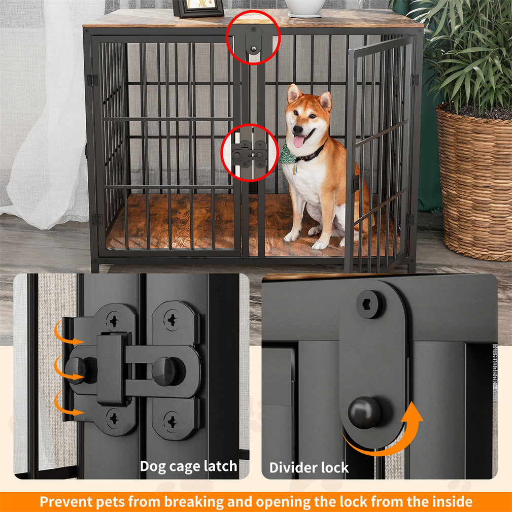 Thicken Metal Dog Crate Cage w/ Divided Panel Furniture End Side Table