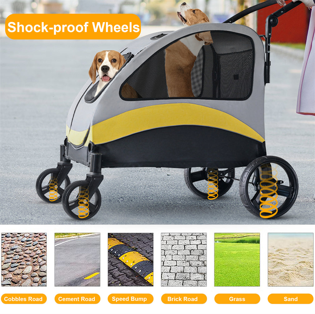 Large Dog Stroller Pet Pram Cart Travel Pushchair Carrier w/ Divider
