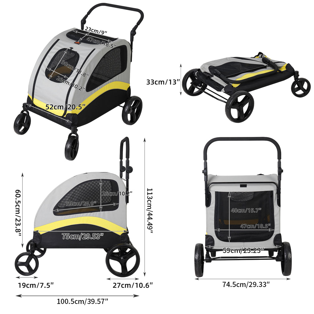 Foldable Dog Stroller Pet Cart Jogger Wagon Pet Travel Carrier