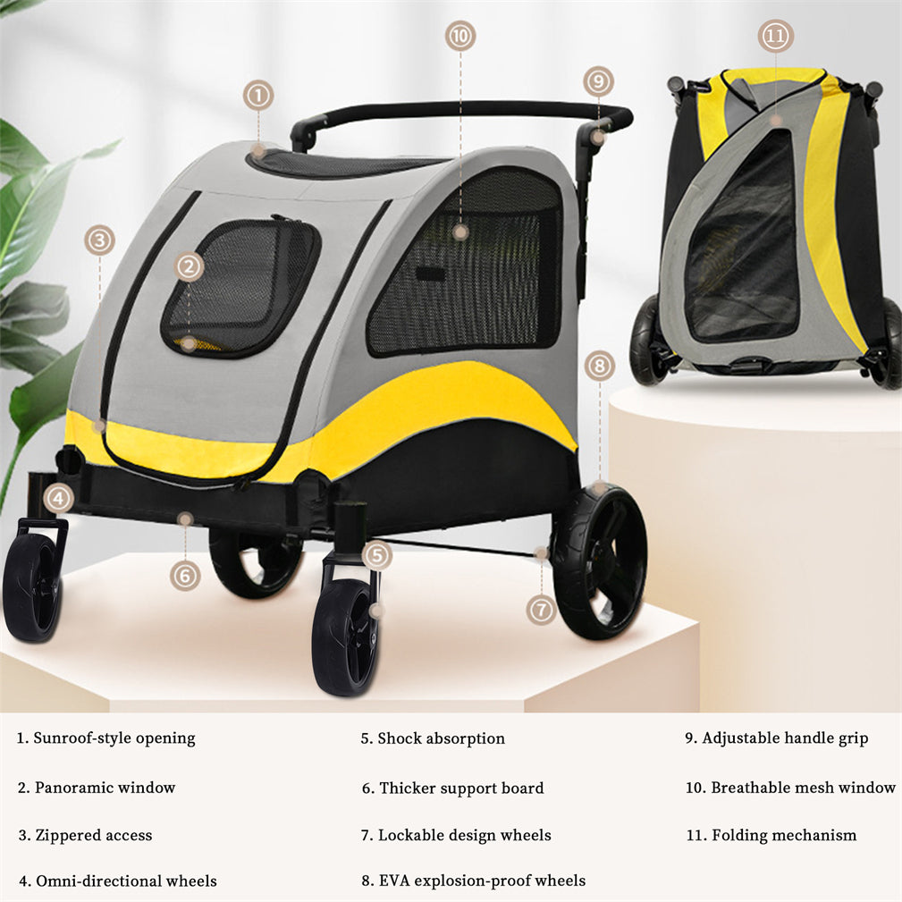 Foldable Dog Stroller Pet Cart Jogger Wagon Pet Travel Carrier