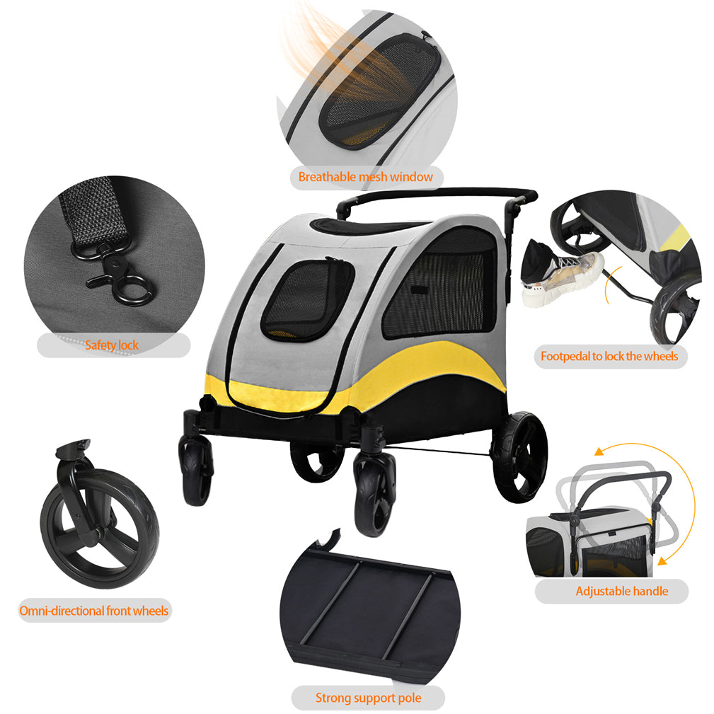 XL Foladble Dog Pet Stroller Stable Jogger Carrier Holds up to 65KG