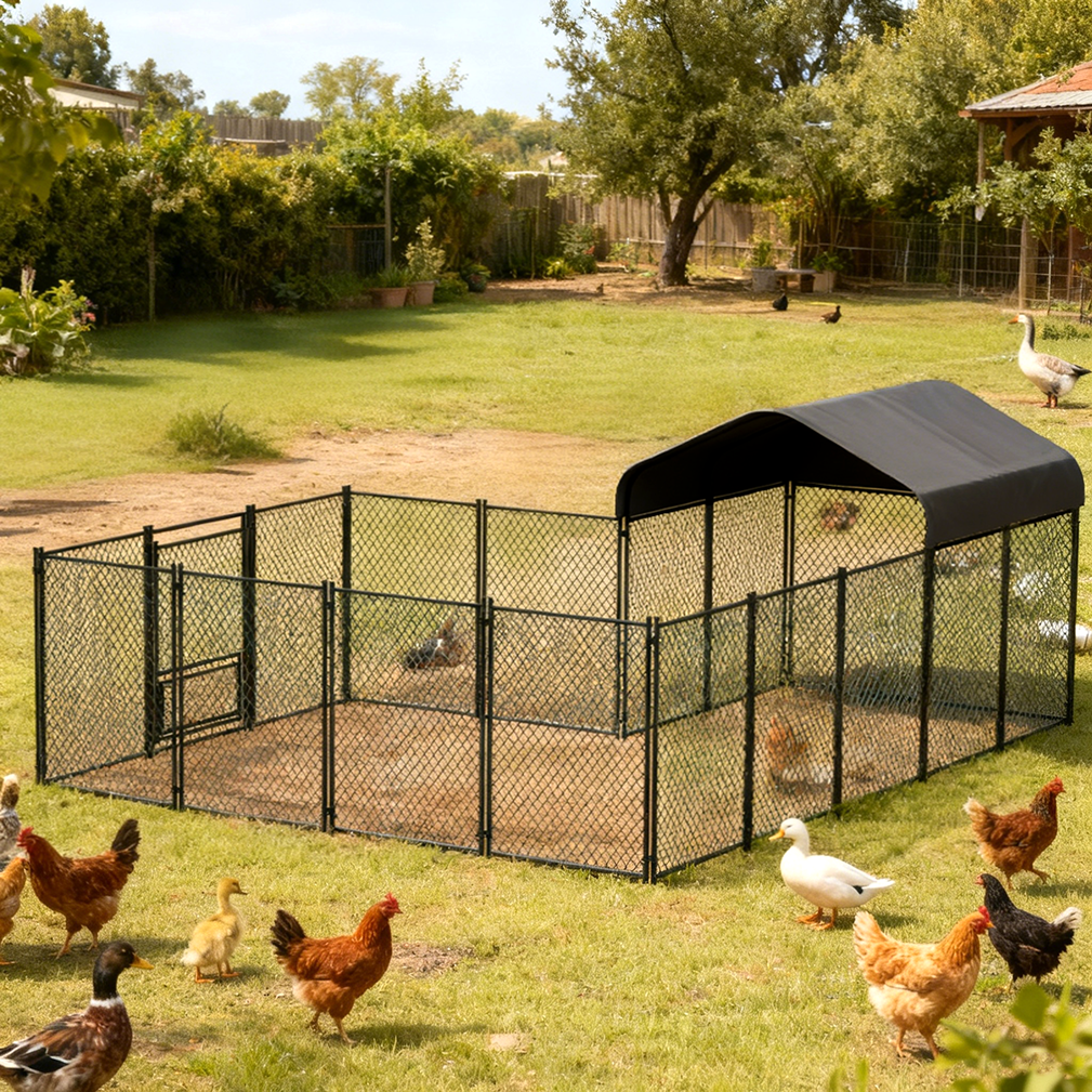 Large Iron Walk-in Chicken Run Coop Poultry Rabbit Kennel Hutch Pens
