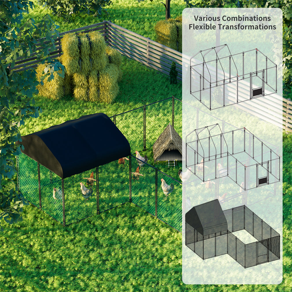 Large Iron Walk-in Chicken Run Coop Poultry Rabbit Kennel Hutch Pens