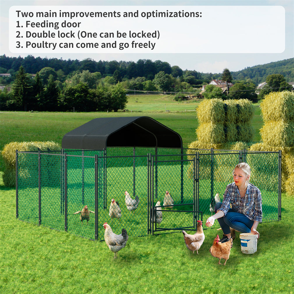 Large Iron Walk-in Chicken Run Coop Poultry Rabbit Kennel Hutch Pens