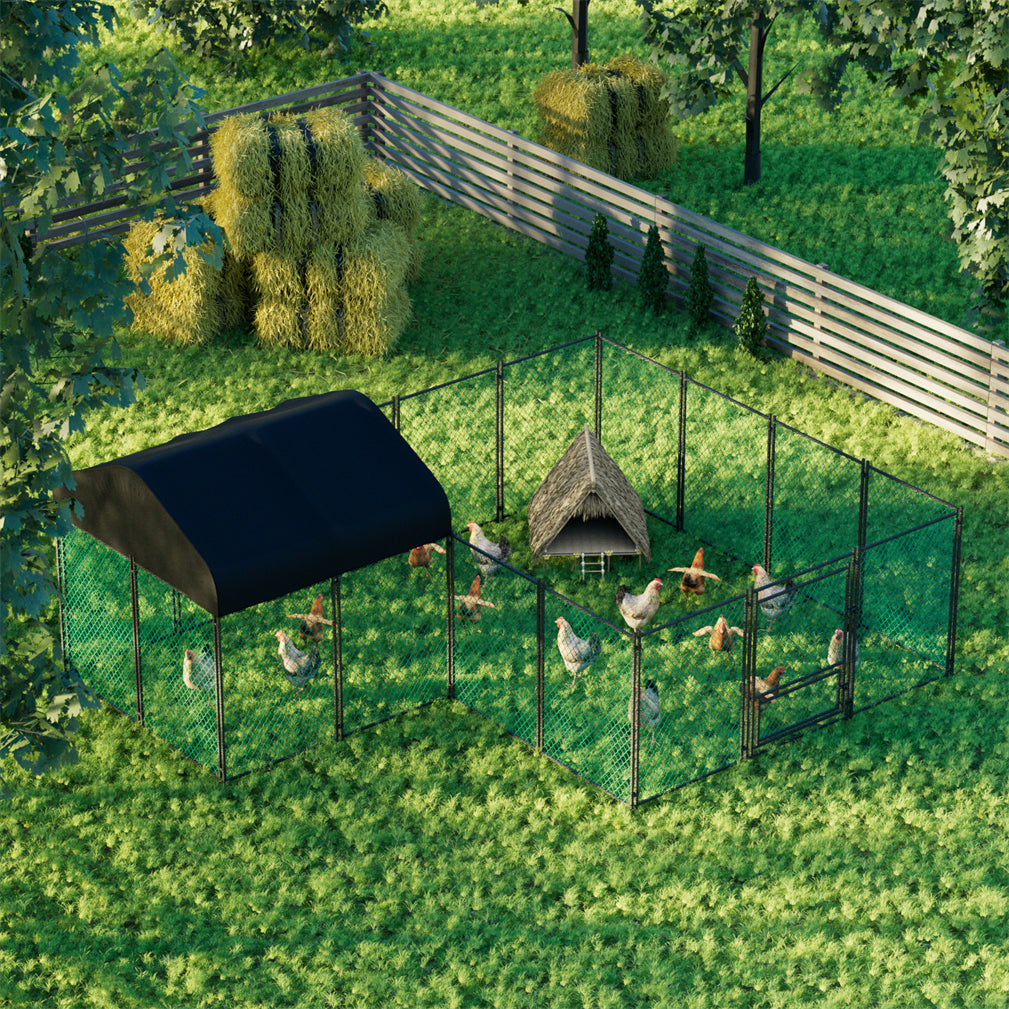 Large Iron Walk-in Chicken Run Coop Poultry Rabbit Kennel Hutch Pens