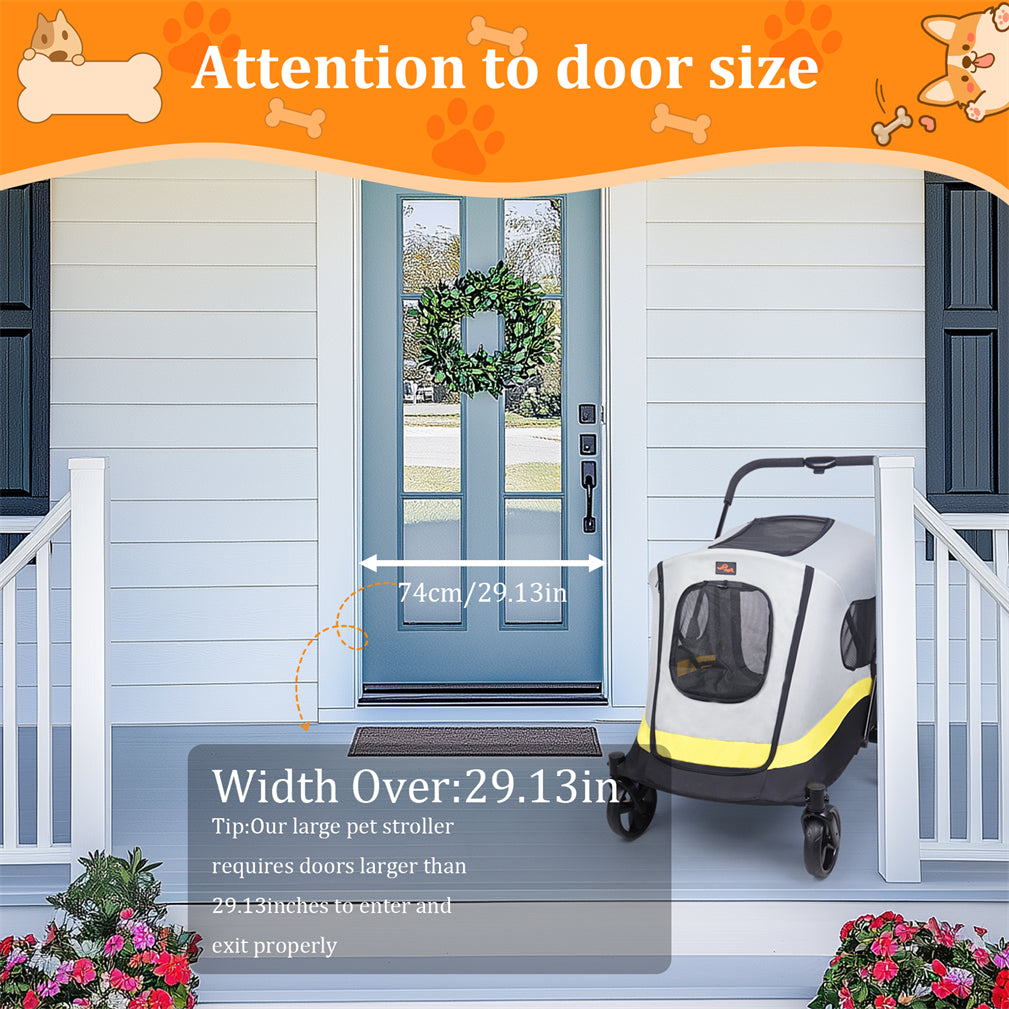 Large Folding Dog Stroller Pet Travel Stroller with Rain Cover