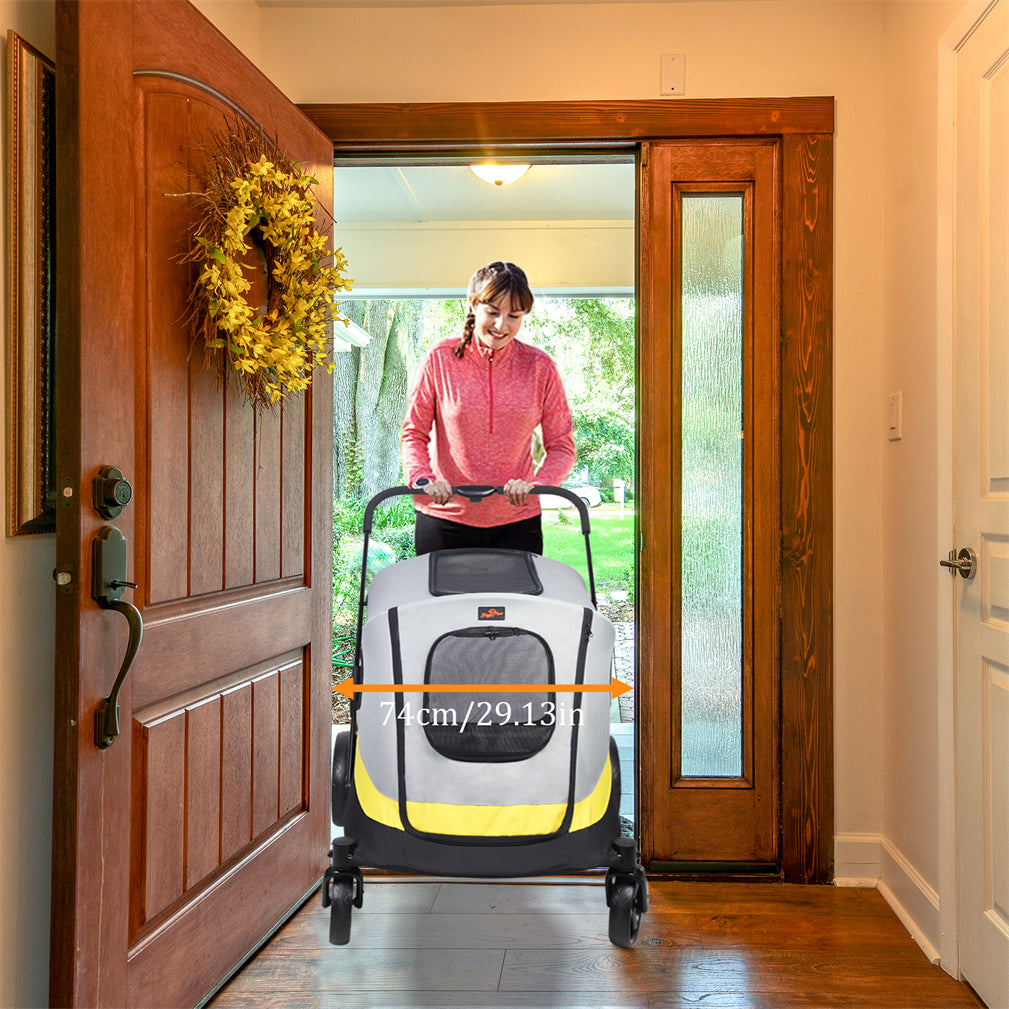 Large Folding Dog Stroller Pet Travel Stroller with Rain Cover