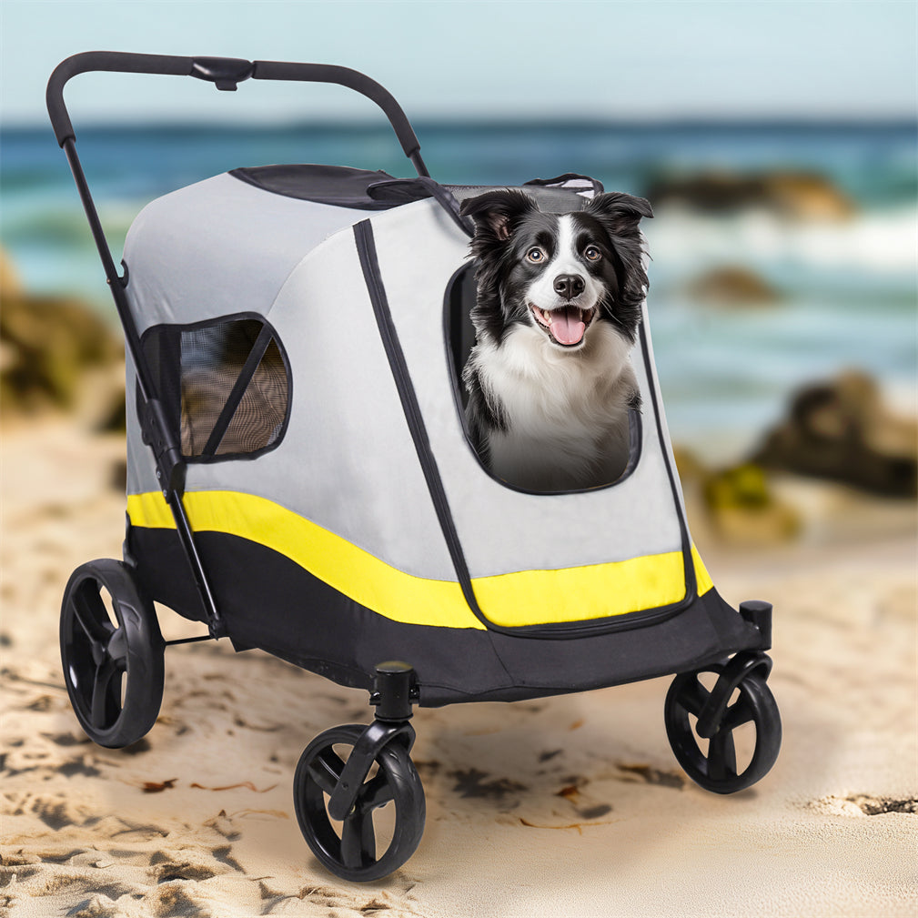 Large Folding Dog Stroller Pet Travel Stroller with Rain Cover