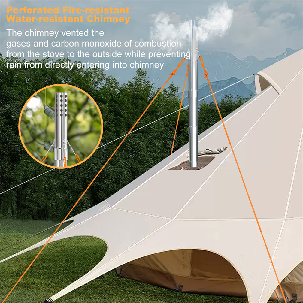 tent stove pipe Stainless Steel Portable Camping Wood Stove Tent Stove w/ Chimney Pipe – Eeeza Home AU