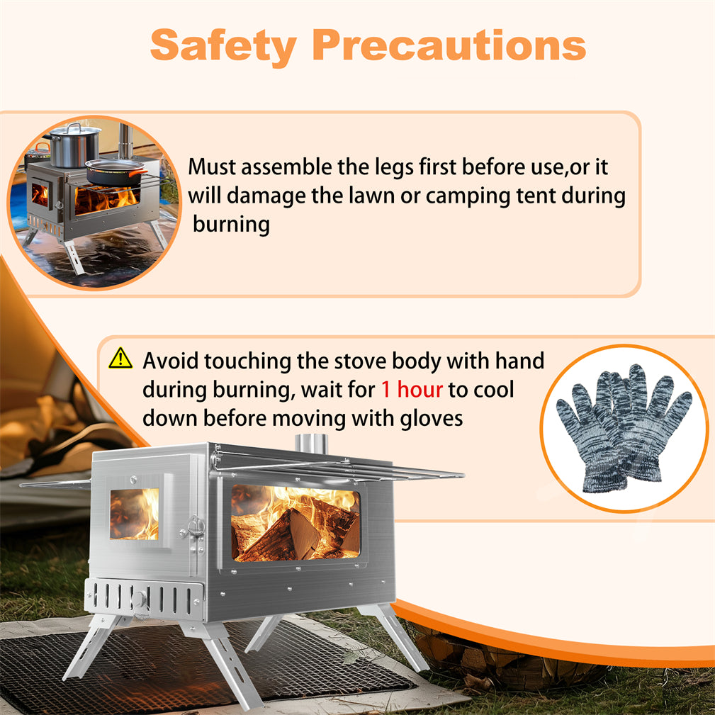 portable wood stove for tents Stainless Steel Portable Camping Wood Stove Tent Stove w/ Chimney Pipe – Eeeza Home AU