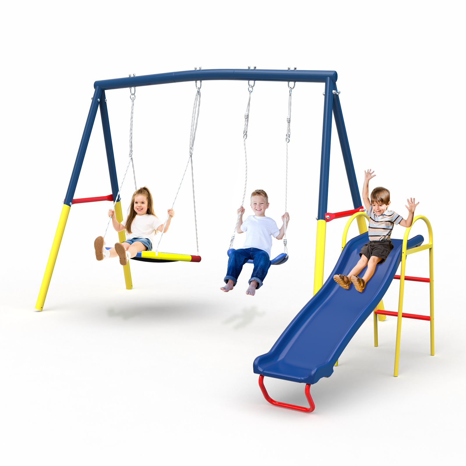 Swing Sets for Backyard with Kids Slide Outdoor Heavy-Duty Metal Plays