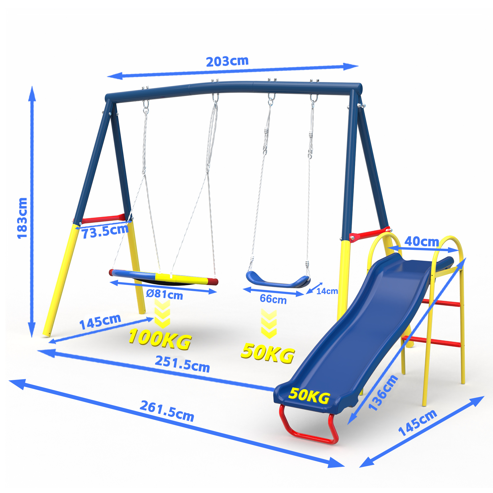 Swing Sets for Backyard with Kids Slide Outdoor Heavy-Duty Metal Plays