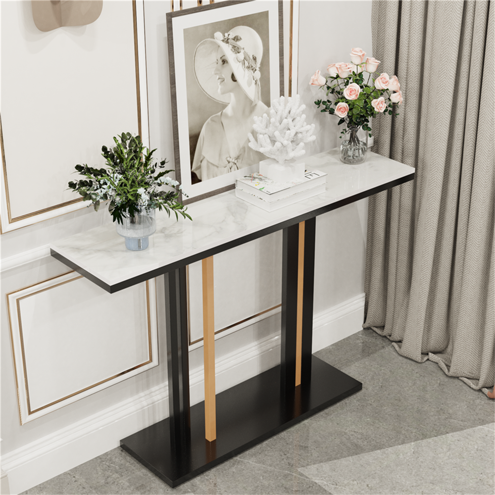 Texture Marble Console Table Narrow Long Sofa Table Hall Display Stand