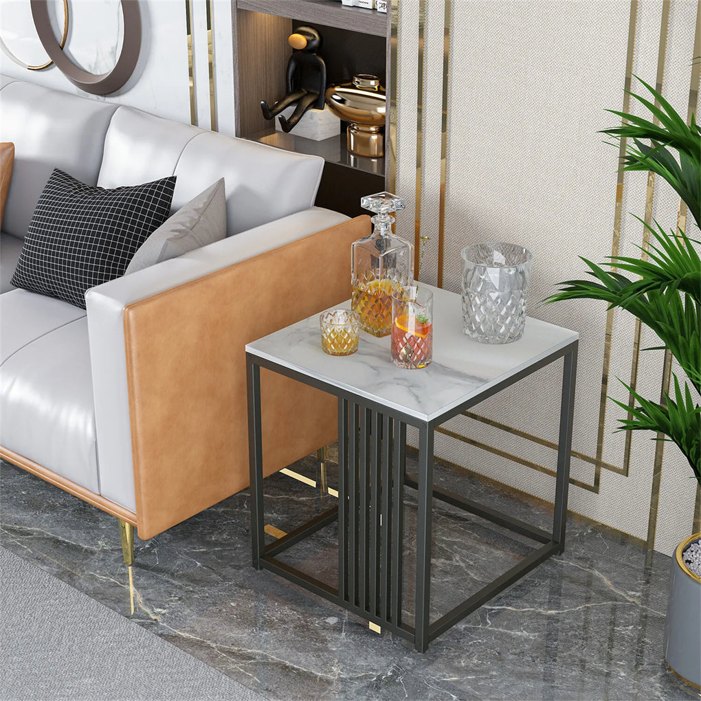 Luxury Small Coffee Table White Marble Sofa Side Table Nightstand