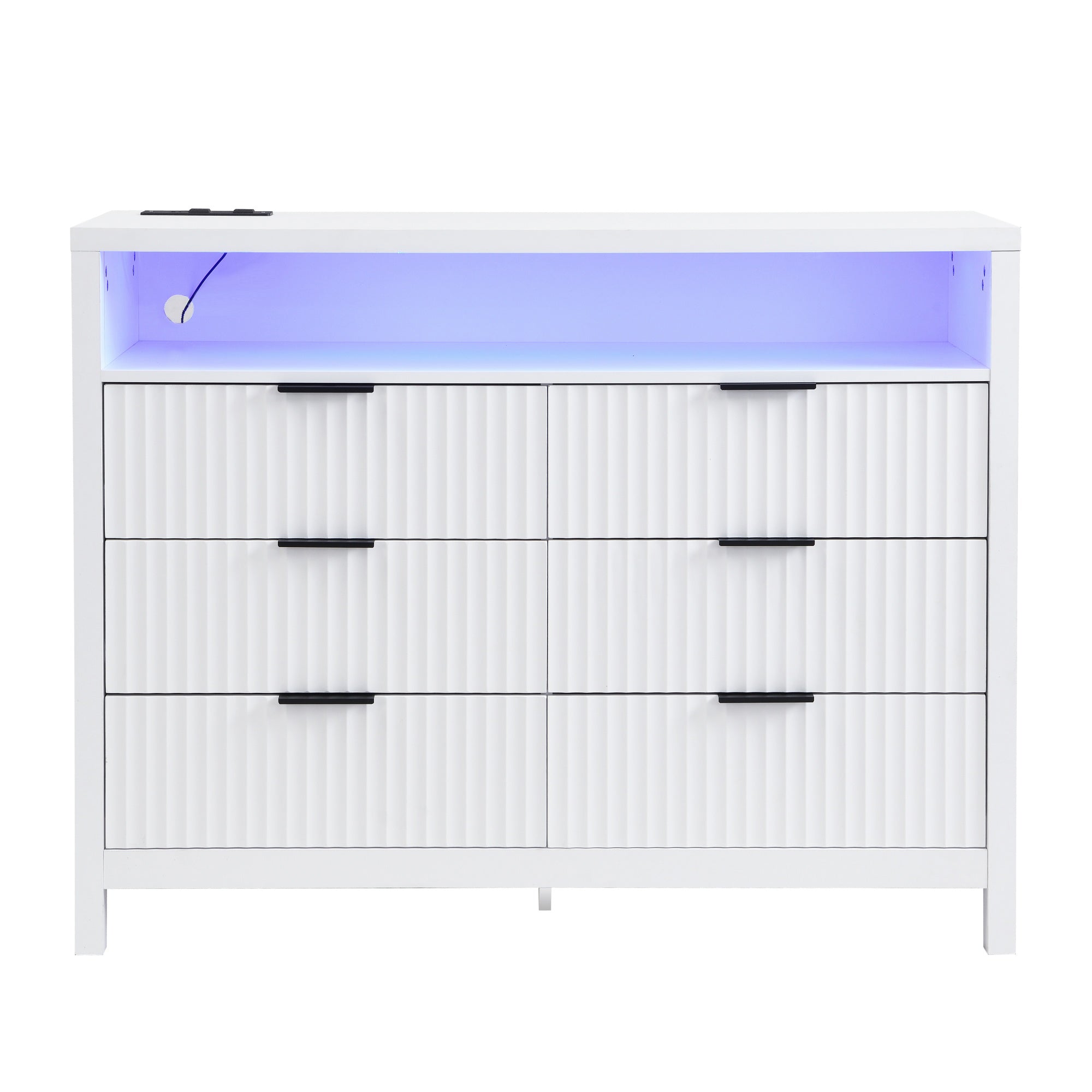 White Dresser for Bedroom with 6 Drawers, Power Outlet and LED Lights – Eeeza Home AU White Dresser for Bedroom with 6 Drawers, Power Outlet and LED Lights – Eeeza Home AU