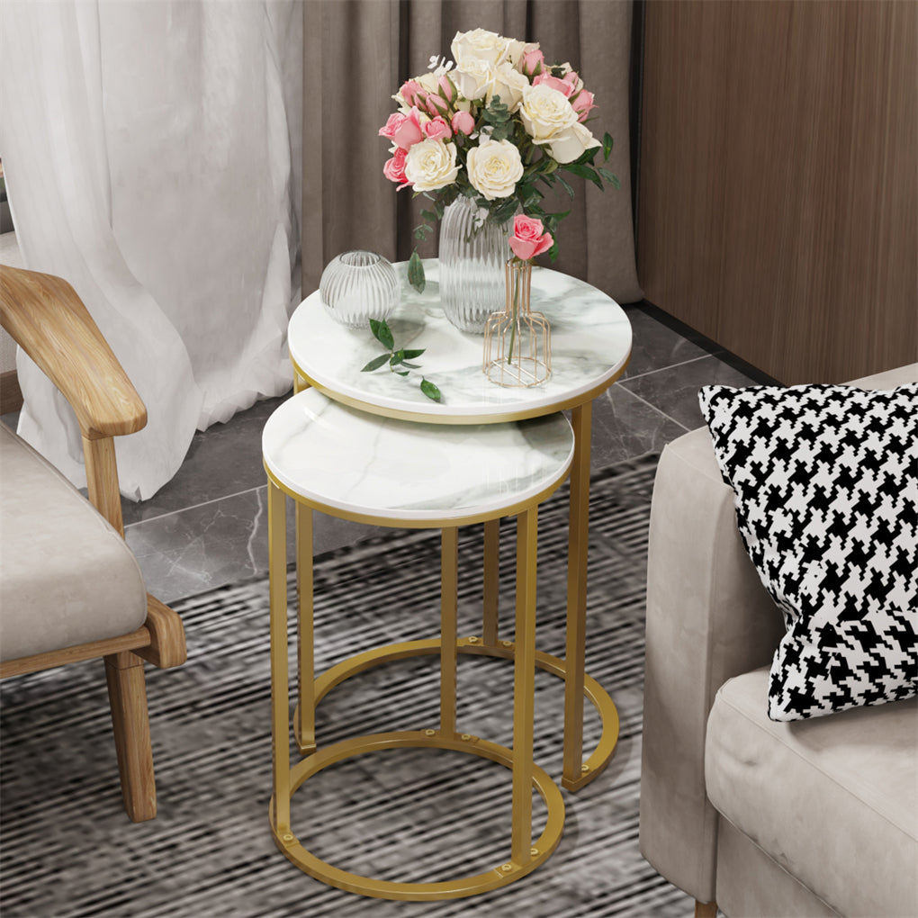 Nested coffee table, slim marble side table, entryway corner table