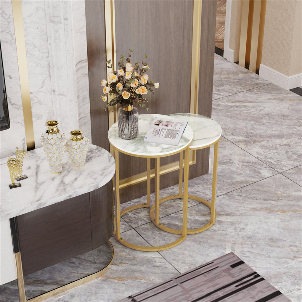 Nested coffee table, slim marble side table, entryway corner table
