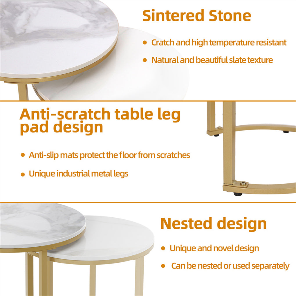 Nested coffee table, slim marble side table, entryway corner table