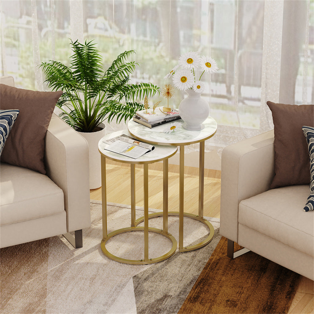 Nested coffee table, slim marble side table, entryway corner table