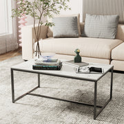 Marble Coffee Table Open Accent Living Room Table Solid Metal Frame