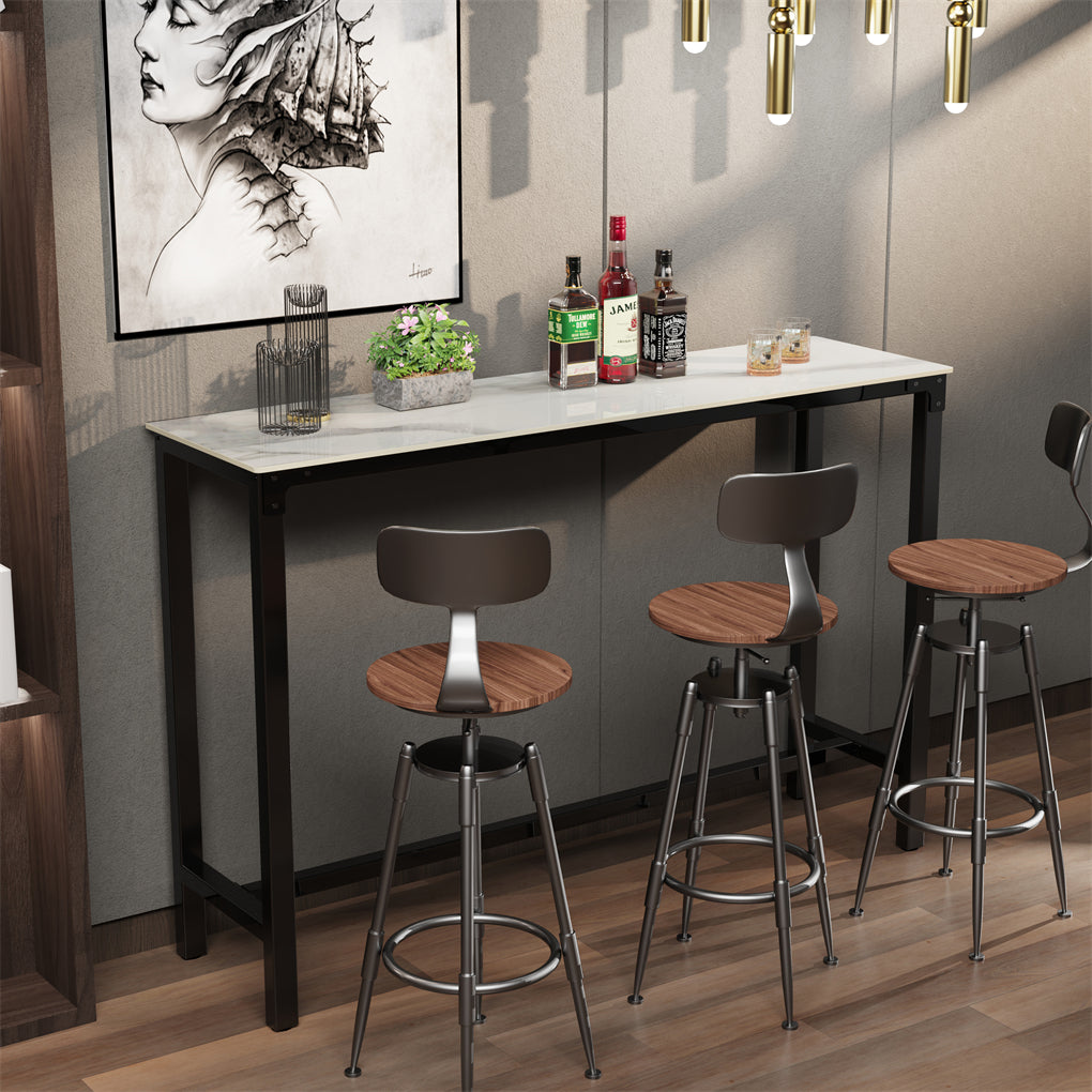 Tall Bar Table Marble Kitchen Countertop Pub Table Dining Room Cafe