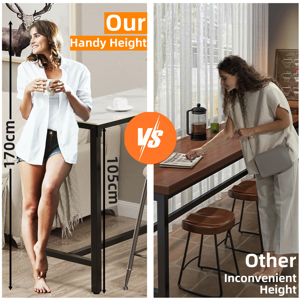 Tall Bar Table Marble Kitchen Countertop Pub Table Dining Room Cafe