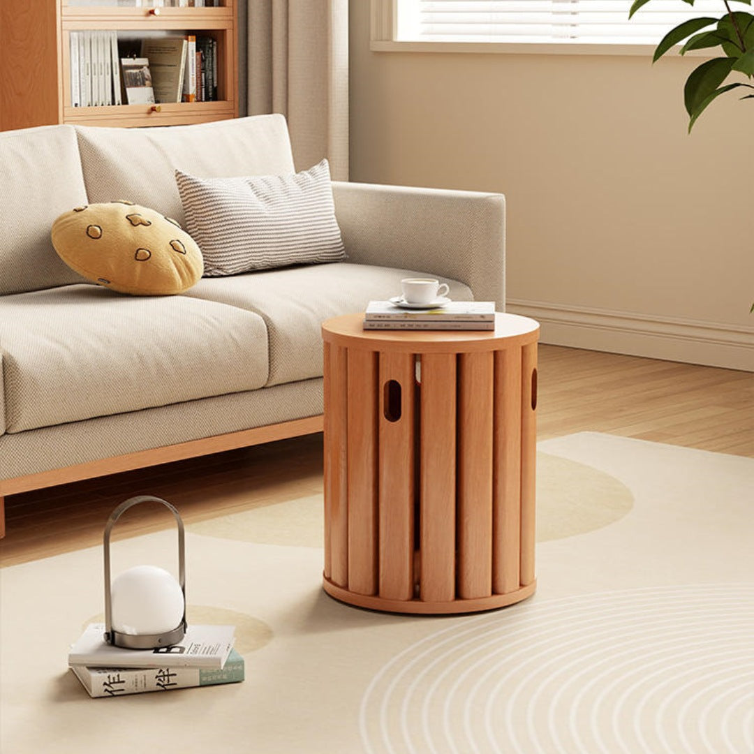 Composable stool, storage stool, made of solid wood